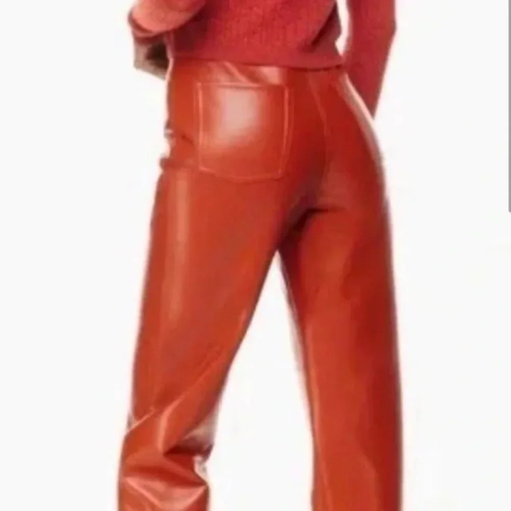 Aritzia Wilfred Melina Pants Orange Vegan Leather Size 6